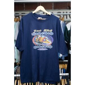 Vintage 90s Jet Ski Tee Navy Blue Graphic Print Men's 2XL